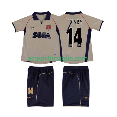 Divisa di Calcio Arsenal Thierry Henry 14 2001 Retro Bambino Trasferta 2002